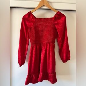 Girls Red Long Sleeve Dress Holiday - Size 10/12